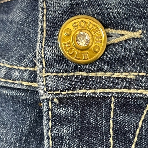 Southpole Embellished Pockets Women's Medium Wash Denim Jean Shorts Y2K - Picture 4 of 10